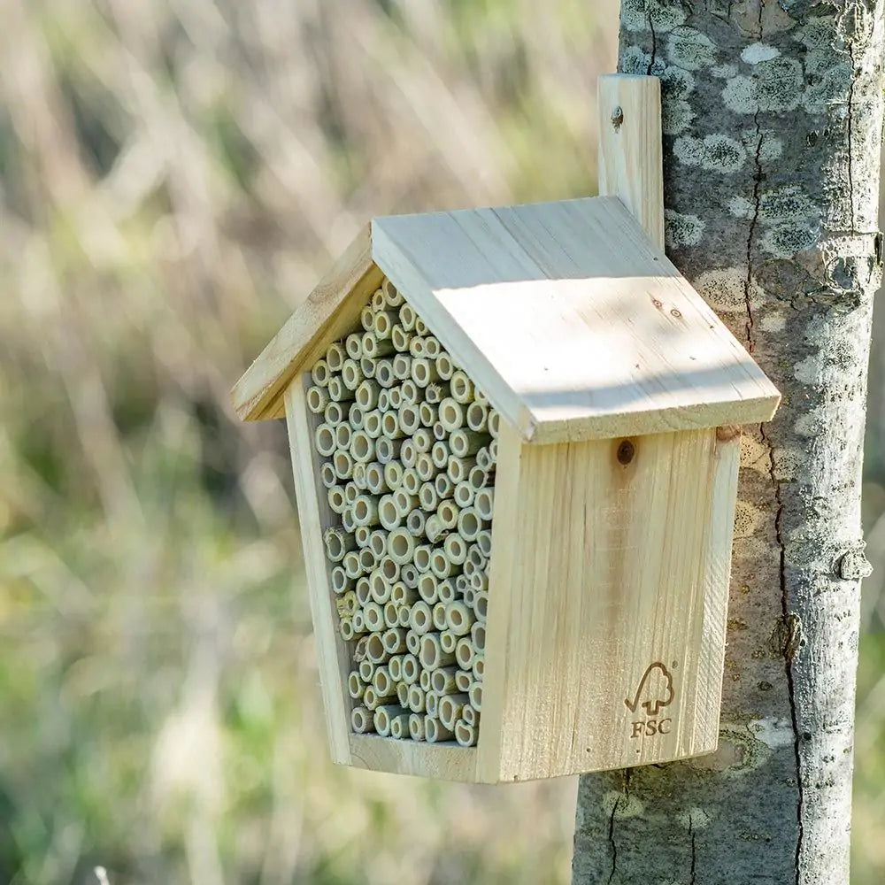 Insectenhuis, bijenhotel Pinta voor solitaire bijen, hout, bamboo, bijenhuis